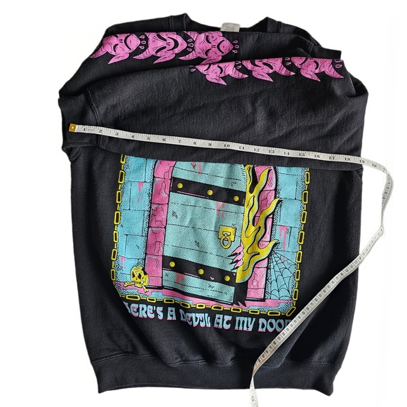 'Devil At My Door' Long Sleeve Crewneck Sweatshirt Adult Size Small - Picture 10 of 15